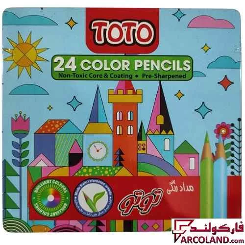 مداد رنگی 24 رنگ توتو جعبه فلزی کد Arya 1402