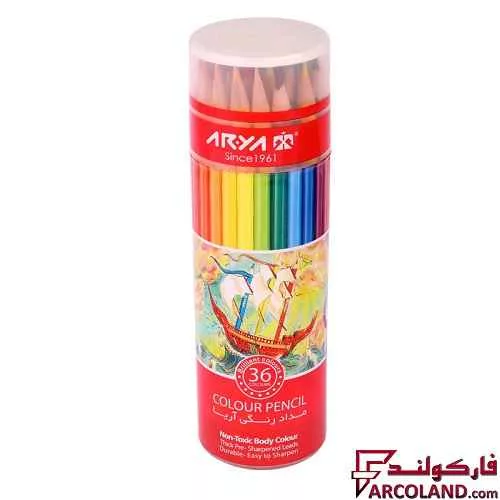 مداد رنگی 36 رنگ آریا جعبه استوانه ای کد Arya 3056