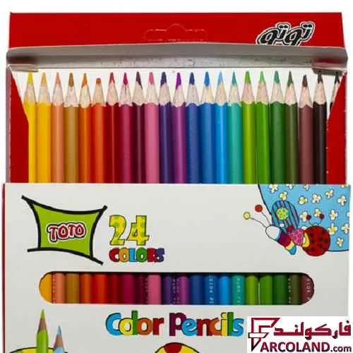 خرید اینترنتی و قیمت مداد رنگی 24 رنگ توتو جعبه مقوایی مدل Toto 1312