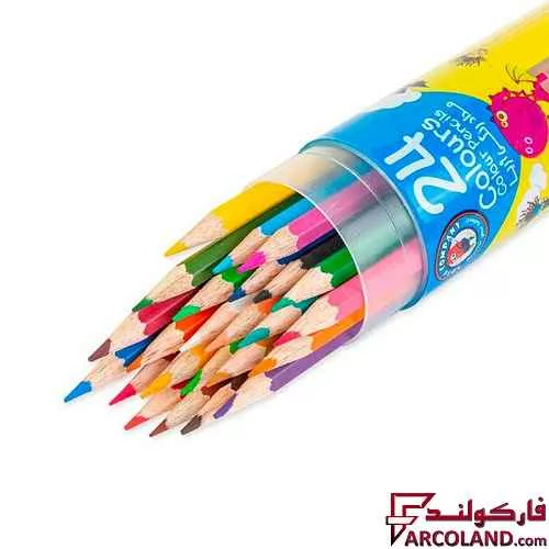 خرید اینترنتی و قیمت مداد رنگی 24 رنگ آریا جعبه استوانه ای کد Arya 3052