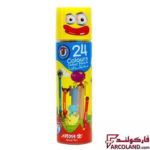 مداد رنگی 24 رنگ آریا جعبه استوانه ای کد Arya 3052