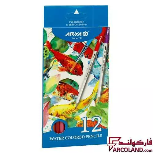مداد آبرنگی 12 رنگ آریا جعبه مقوایی مدل آرتیست Artist 3084