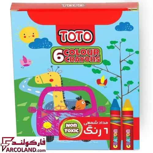 مداد شمعی 6 رنگ توتو مدل کرایون Toto Crayons 1088