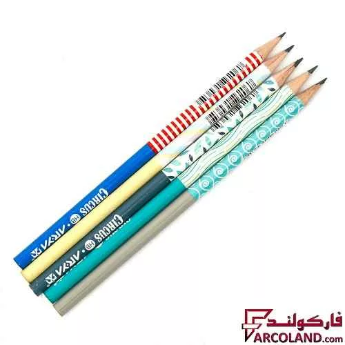 خرید اینترنتی و قیمت مداد مشکی طرح دار آریا مدل Arya 3043 بسته 12 عددی