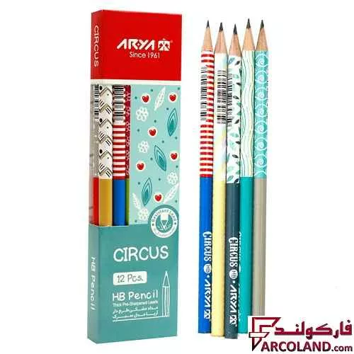 مداد مشکی طرح دار آریا مدل Arya 3043 بسته 12 عددی