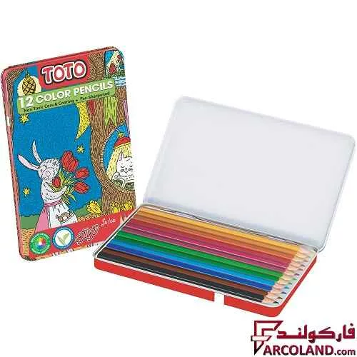 خرید اینترنتی و قیمت مداد رنگی 12 رنگ توتو جعبه فلزی کد Arya 1401