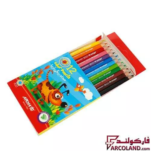 خرید اینترنتی و قیمت مداد رنگی 12 رنگ کوتاه آریا جعبه مقوایی کد Arya 3072