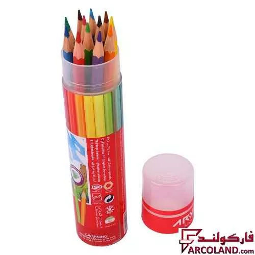خرید اینترنتی و قیمت مداد رنگی 12 رنگ آریا جعبه استوانه ای کد Arya 3054