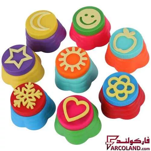 خرید اینترنتی و قیمت رنگ انگشتی 8 رنگ آریا به همراه مهر و رول نقاشی پشت چسب دار مدل Arya 7031