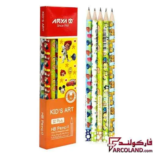 مداد مشکی طرح دار آریا مدل Arya 3047 بسته 12 عددی