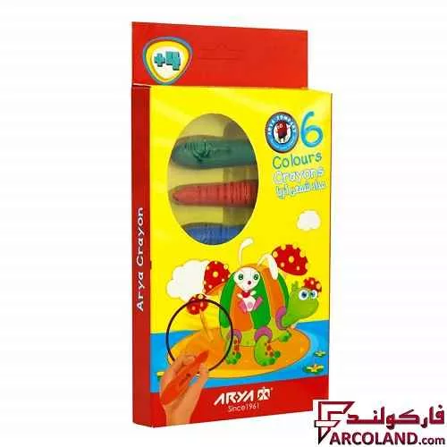 مداد شمعی 6 رنگ آریا مدل کرایون Arya Crayons 2051