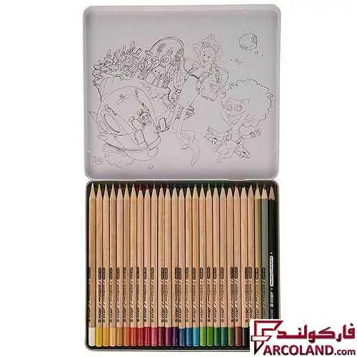 خرید اینترنتی و قیمت مداد رنگی 3+24 رنگ آریا جعبه فلزی کد Arya 3022