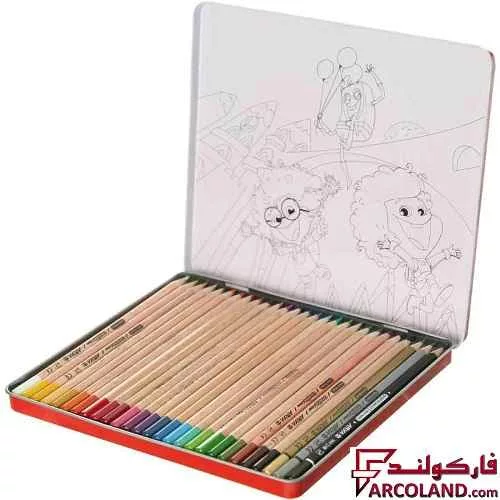 خرید اینترنتی و قیمت مداد رنگی 3+24 رنگ آریا جعبه فلزی کد Arya 3022