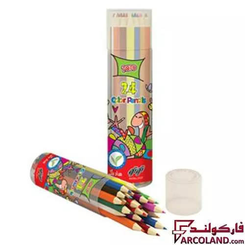 خرید اینترنتی و قیمت مداد رنگی 24 رنگ توتو جعبه استوانه ای کد Toto 1502