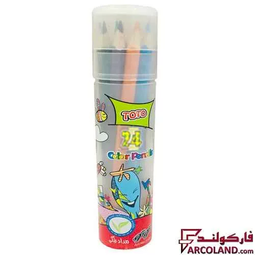 مداد رنگی 24 رنگ توتو جعبه استوانه ای کد Toto 1502