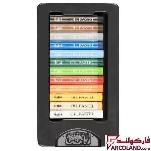 خرید اینترنتی و قیمت پاستل روغنی 12 رنگ آریا جعبه مقوایی مدل آرتیست Artist 2601