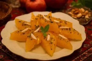 طرز تهیه مسقطی زعفرانی مجلسی؛ دستور اصیل شیرازی با رنگ شفاف و عطر فوق‌العاده