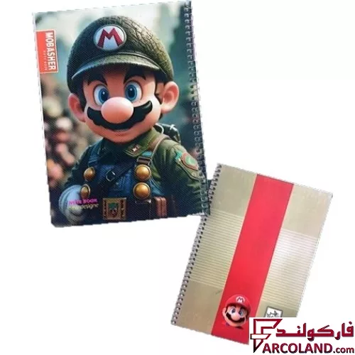 دفتر مشق 100 برگ سیمی جلد طلقی طرح سوپر ماریو