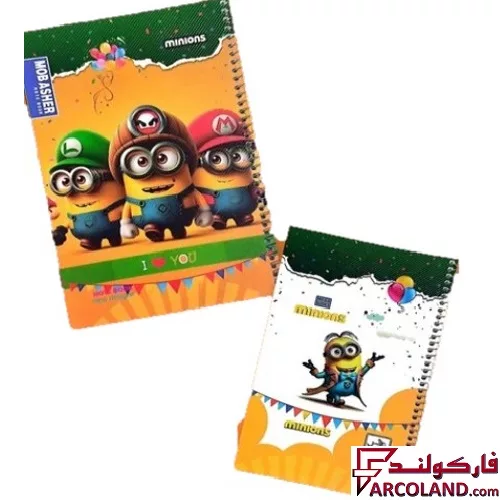 دفتر مشق 100 برگ سیمی جلد طلقی طرح باب مینیون ها