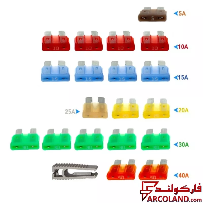 پک فیوز دوشاخ ژاپنی لیتل اصلی بسته 19 عددی به همراه فیوز کش