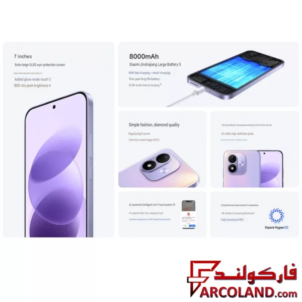 گوشی موبايل شیائومی مدل Note 17 5G ظرفیت 128 گیگابایت رم 6 گیگابایت