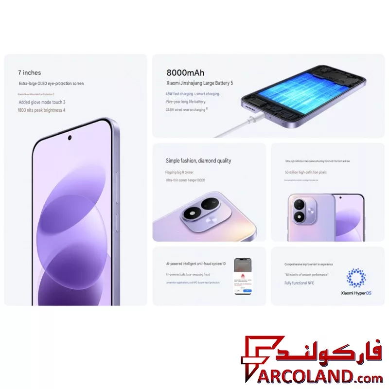 گوشی موبايل شیائومی مدل Note 17 5G ظرفیت 128 گیگابایت رم 6 گیگابایت